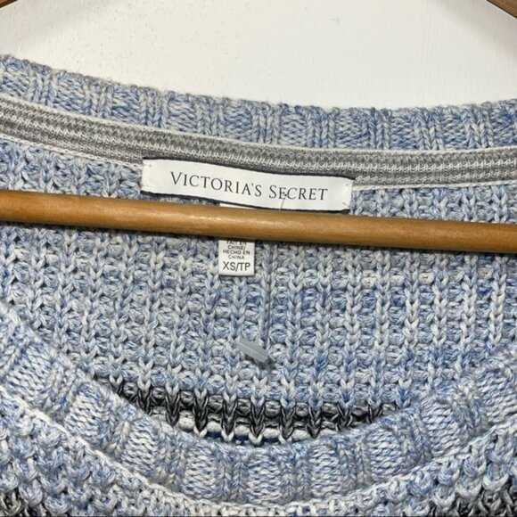 Victoria’s Secret Cotton Blue, gray and white striped sweater - Picture 3 of 6
